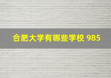 合肥大学有哪些学校 985